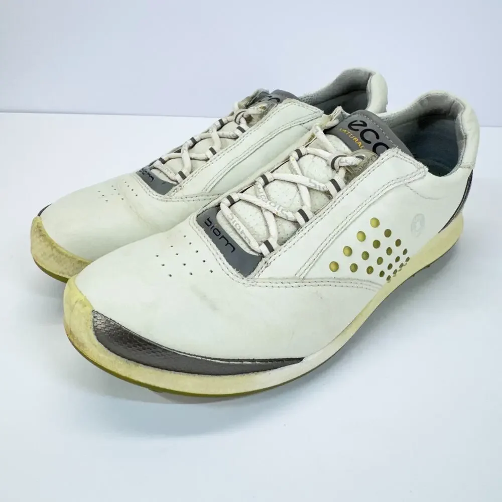 ECCO Biom Hybrid Hydromax Spikeless Golf Shoes Men Size 7 White Gray Yak Leather - Picture 2 of 11